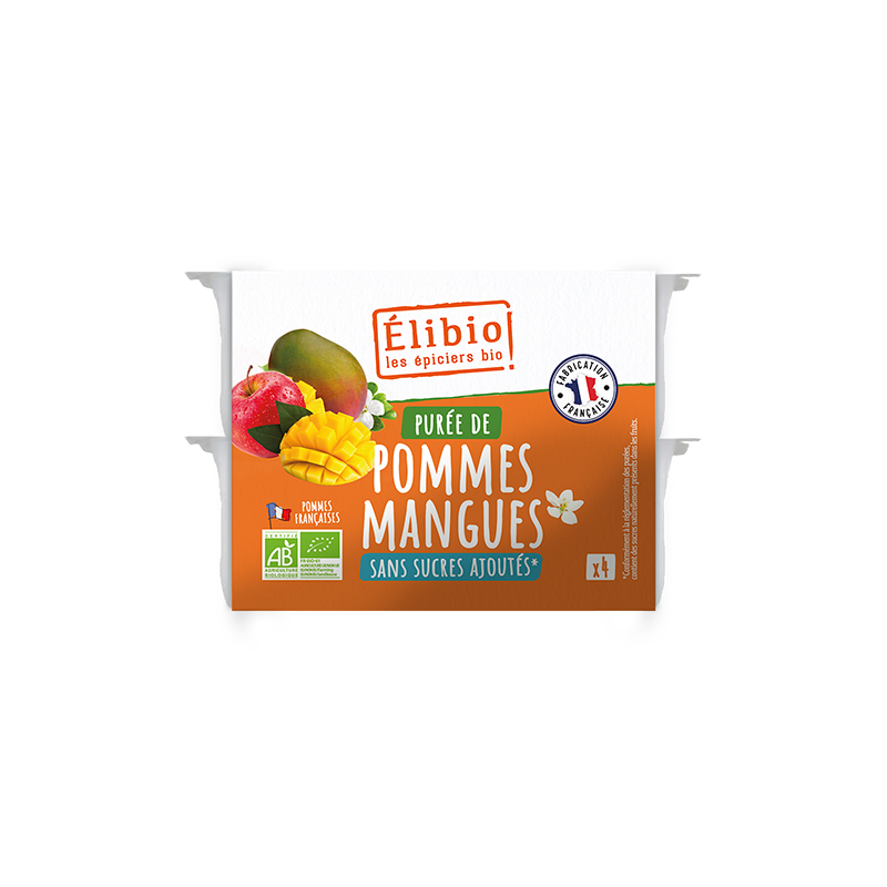 PUREE DE POMME MANGUE EN COUPELLE 4*100GR BIO