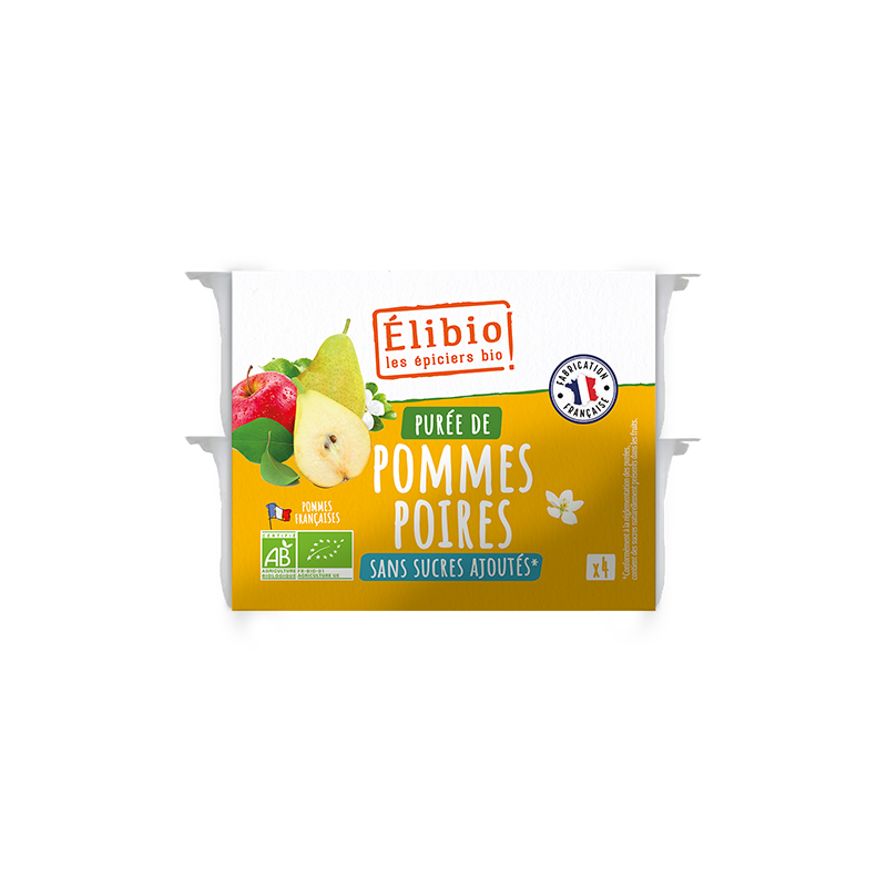 PUREE DE POMME POIRE EN COUPELLE 4*100GR BIO